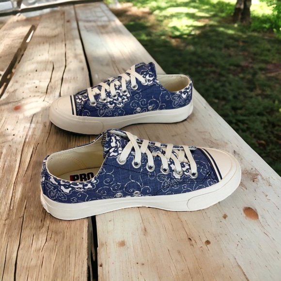 Pro Keds Blue Floral Canvas Sneaker Mens 5M 6M | Womens 7M 8M - Picture 10 of 16